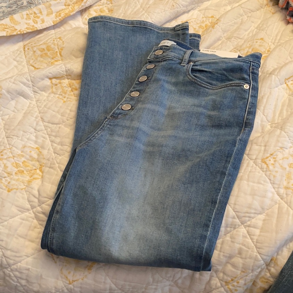 Loft High Rise Flare Cropped Jeans Size 12